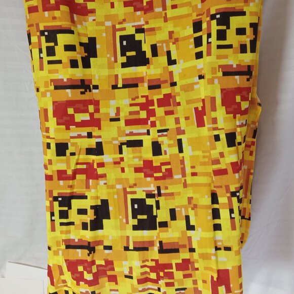 Vintage 1960s Smock Apron Mid Century Geometric Yellow Orange Handmade XL - Picture 13 of 14